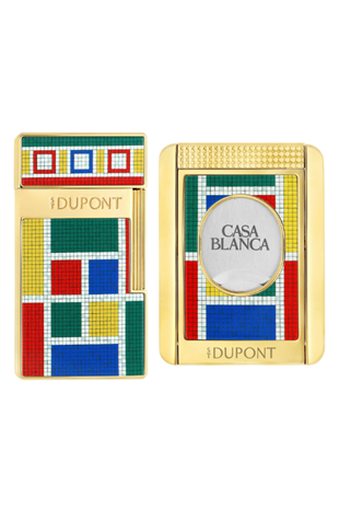 S.T. Dupont Casablanca Mozaik Desenli Çakmak Kesici Premium İkili Puro Seti