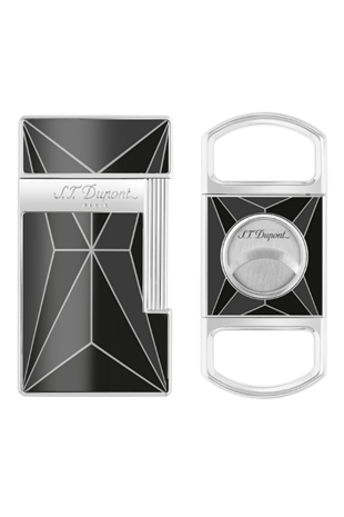 S.T. Dupont Slimmy Fire x Black Siyah Çakmak Kesici İkili Puro Seti