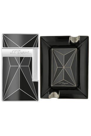 S.T. Dupont Slimmy Fire x Black Siyah Çakmak Küllük İkili Puro Seti