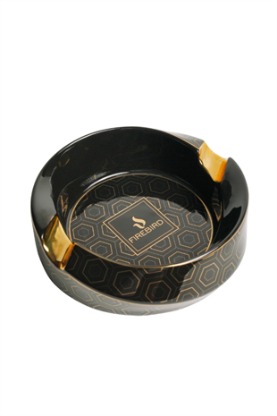 Firebird Siyah-Gold Desenli İkili Porselen Puro Küllüğü