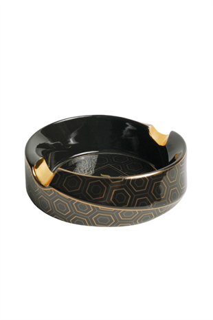 Firebird Siyah-Gold Desenli İkili Porselen Puro Küllüğü