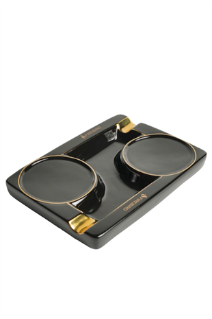 Firebird Siyah-Gold İkili Porselen Puro Küllüğü & Viski Seti