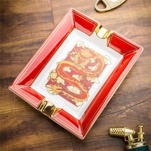 Lubinski Red Elegant Chinise Dragon İkili Puro Küllüğü