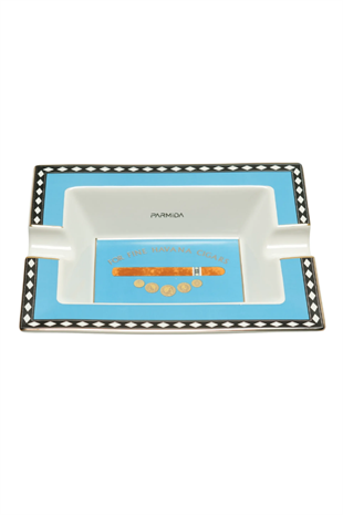 Parmida Mavi Beyaz Puro Desenli İkili Porselen Puro Küllüğü