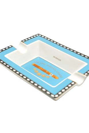 Parmida Mavi Beyaz Puro Desenli İkili Porselen Puro Küllüğü