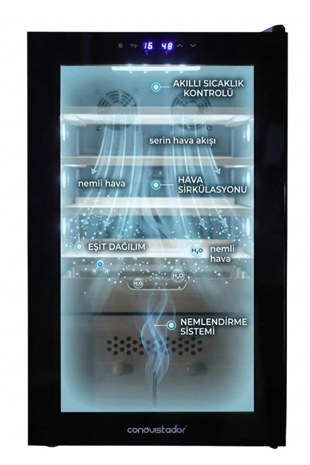 Conquistador Elektronik Nemlendirme & Soğutmalı Puro Dolabı