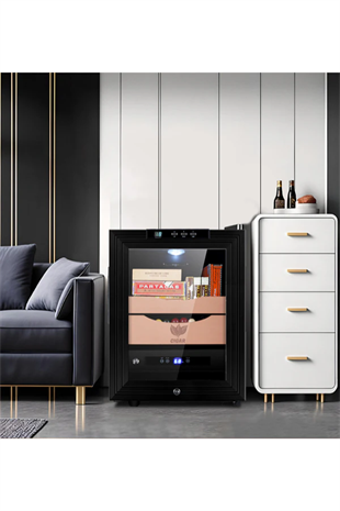 Quantoro QCC-43 Elektronik Nemlendirme & Soğutmalı Siyah Puro Dolabı