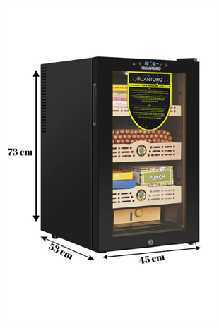 Quantoro QCC-10 Elektronik Nemlendirme & Soğutmalı Siyah Puro Dolabı