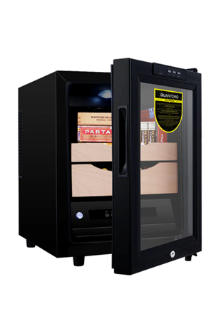 Quantoro QCC-43 Elektronik Nemlendirme & Soğutmalı Siyah Puro Dolabı