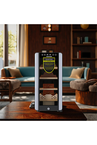 Quantoro QCC-40-A Elektronik Nemlendirme & Soğutmalı Siyah Puro Dolabı