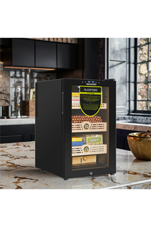 Quantoro QCC-10 Elektronik Nemlendirme & Soğutmalı Siyah Puro Dolabı