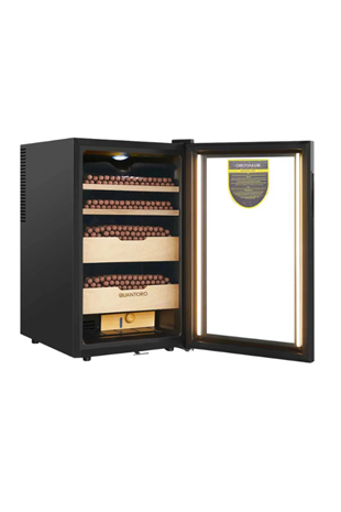 Quantoro QCC-8 Elektronik Nemlendirme & Soğutmalı Siyah Puro Dolabı