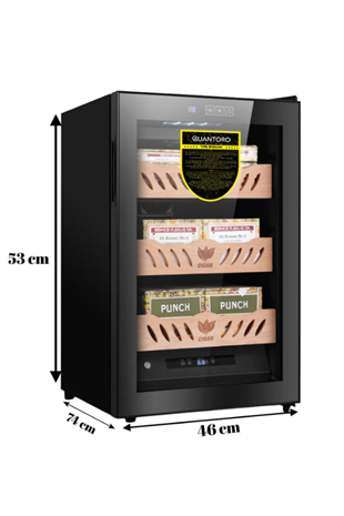 Quantoro QCC-44 Elektronik Nemlendirme & Soğutmalı Siyah Puro Dolabı