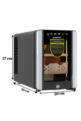 Quantoro QCC-38 Elektronik Nemlendirme & Soğutmalı Siyah Puro Dolabı