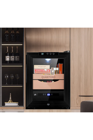 Quantoro QCC-43 Elektronik Nemlendirme & Soğutmalı Siyah Puro Dolabı