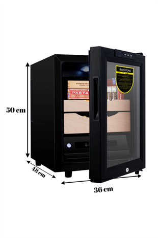 Quantoro QCC-43 Elektronik Nemlendirme & Soğutmalı Siyah Puro Dolabı