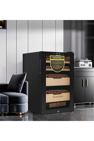 Quantoro QCC-8 Elektronik Nemlendirme & Soğutmalı Siyah Puro Dolabı