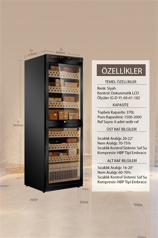 Raching Elektronik Puro Dolabı MON3800B Dual Zone