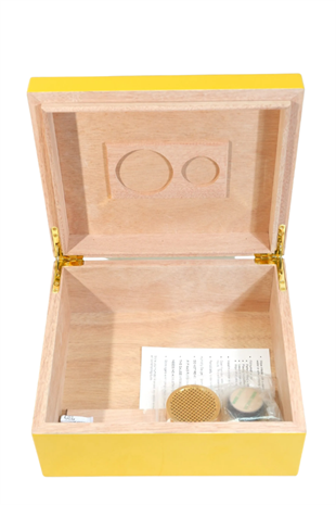Cohiba Sarı Nokta Desenli Sedir Humidor Puro Kutusu