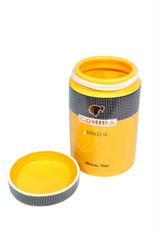 Cohiba Sarı Nokta Desenli Puro Saklama Kutusu Jar