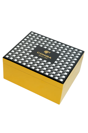Cohiba Sarı Nokta Desenli Sedir Humidor Puro Kutusu