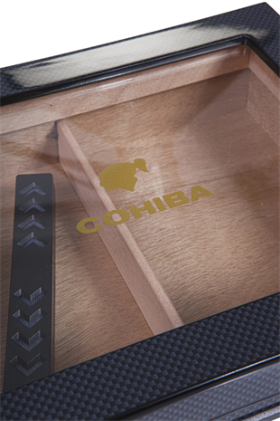 Cohiba Siyah Karbon Desenli Sedir Humidor Puro Kutusu