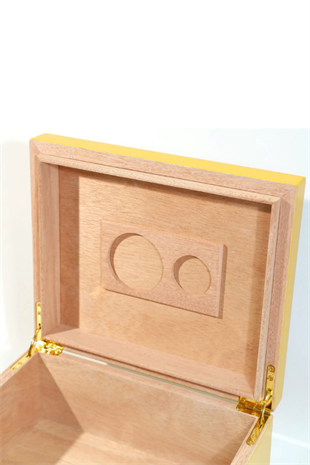 Cohiba Sarı Nokta Desenli Sedir Humidor Puro Kutusu