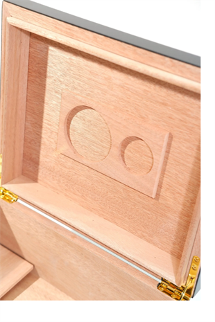 Cohiba Siyah Nokta Desenli Sedir Humidor Puro Kutusu