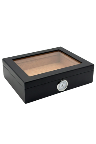PremiumQuality Recife Siyah Sedir Humidor Puro Kutusu
