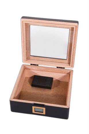 PremiumQuality Siyah Camlı  Sedir  Küçük Humidor Puro Kutusu