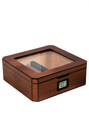 PremiumQuality Ahşap Camlı Sedir Küçük Humidor Puro Kutusu