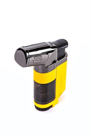Cohiba Üç Torch Pürmüz Sarı Mini Masa Tipi Puro Çakmağı