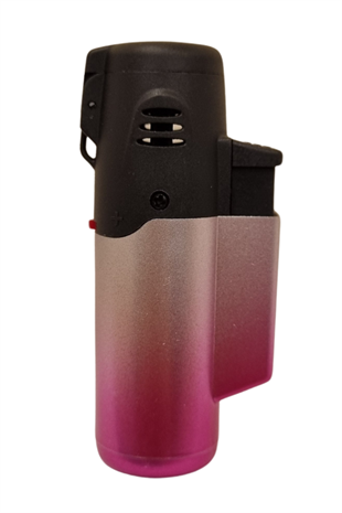 PremiumQuality Gümüş-Pembe Masa Tipi Tek Torch Pürmüz Puro Çakmağı