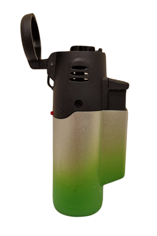 PremiumQuality Açık Yeşil-Gümüş Masa Tipi Tek Torch Pürmüz Plastik Puro Çakmağı