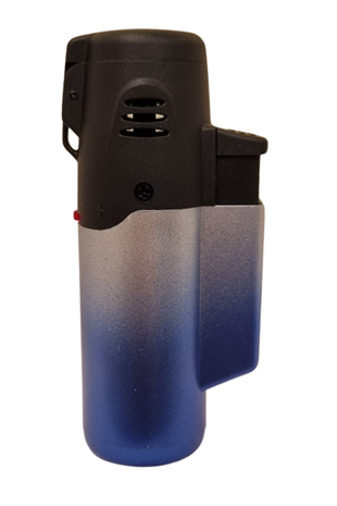 PremiumQuality Mavi-Gümüş Masa Tipi Tek Torch Pürmüz Puro Çakmağı