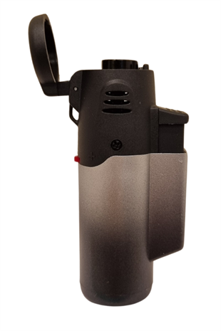 PremiumQuality Siyah-Gümüş Masa Tipi Tek Torch Pürmüz Puro Çakmağı