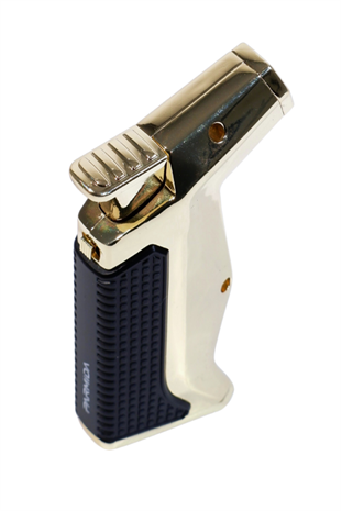 Parmida Tek Torch Pürmüz Siyah-Gold Masa Tipi Metal Puro Çakmağı