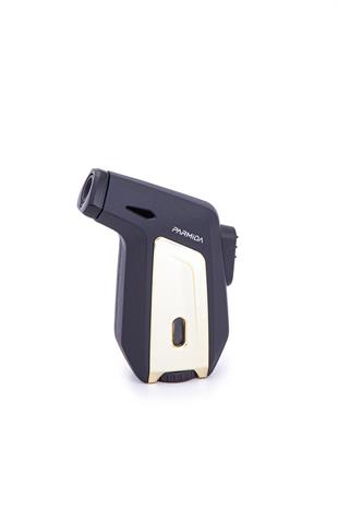 Parmida Tek Torch Pürmüz Mat Siyah-Gold Masa Tipi Puro Çakmağı