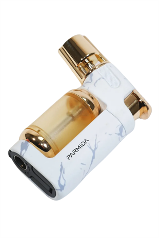 Parmida Tek Torch Pürmüz Beyaz-Gold Mermer Desenli Masa Tipi Metal Puro Çakmağı