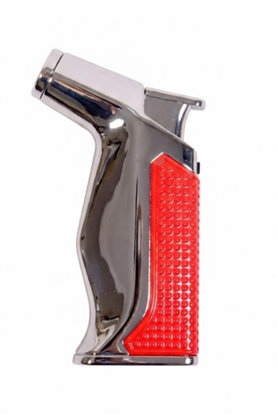 Parmida Tek Torch Pürmüz Gümüş-Kırmızı Masa Tipi Metal Puro Çakmağı