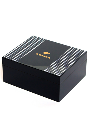 Cohiba Siyah Nokta Desenli Sedir Humidor Puro Kutusu