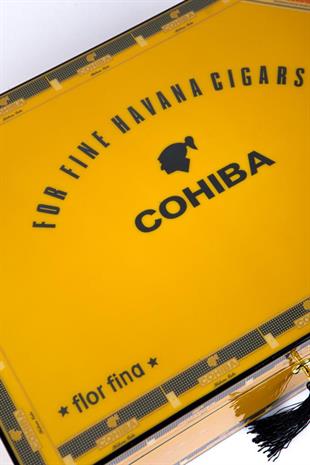 Cohiba Sarı Desenli Sedir Humidor Puro Kutusu