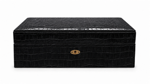 Cohiba Siyah Timsah Desenli Dışı Deri Humidor Puro Kutusu