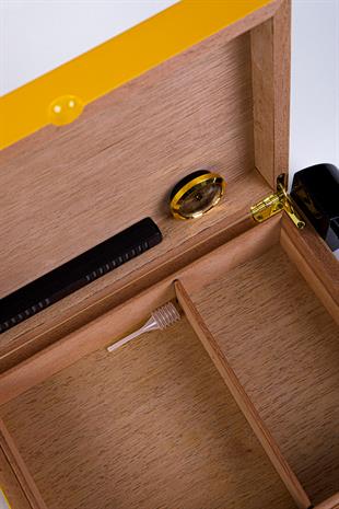 Cohiba Sarı Nokta Desenli Sedir Humidor Puro Kutusu