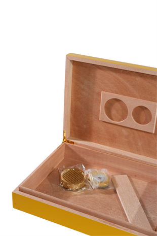 Cohiba Sarı-Gri Nokta Desenli Sedir Humidor Puro Kutusu