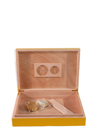 Cohiba Sarı-Gri Nokta Desenli Sedir Humidor Puro Kutusu