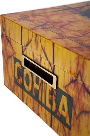 Cohiba Sarı Desenli Sedir Humidor Puro Kutusu