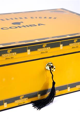 Cohiba Sarı Desenli Sedir Humidor Puro Kutusu