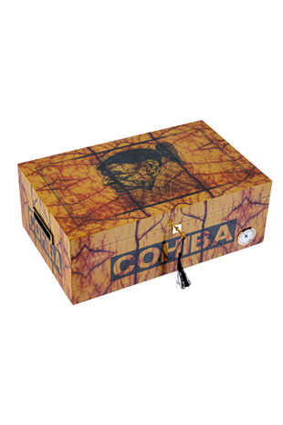 Cohiba Sarı Desenli Sedir Humidor Puro Kutusu
