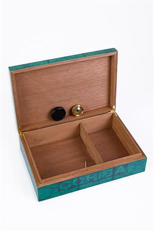 Cohiba Yeşil Desenli Sedir Humidor Puro Kutusu